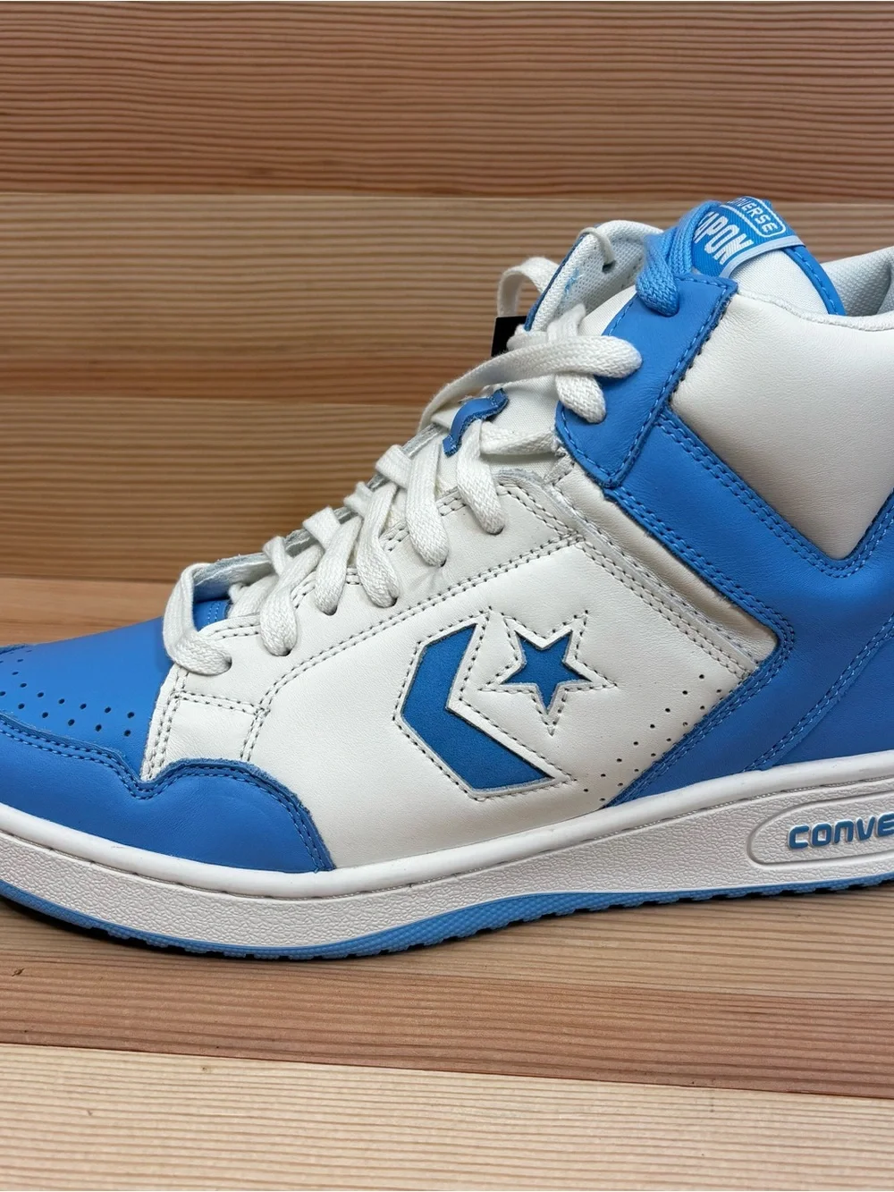Converse Weapon Mid Light Blue Leather Basketball “UNC” Shoes A10597C Mens 10